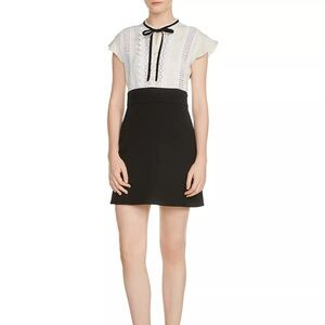 Maje Runo Two-Tone Lace-Inset Mini Dress size small new with tags